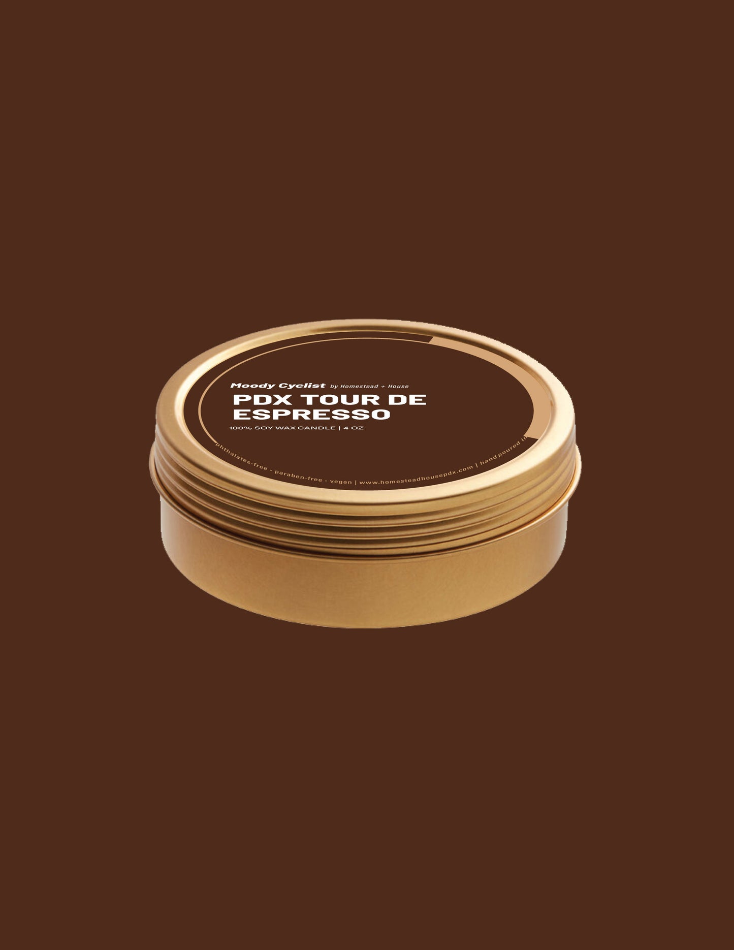 PDX Tour de Espresso 4oz Travel Tin Candle | Non-toxic candle with Wooden Wick