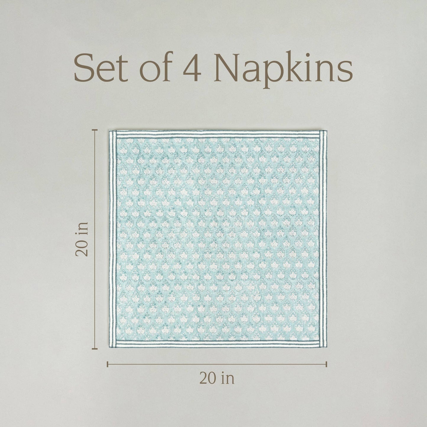Hand-Blocked Cloth Napkins: Pink Bloom - Set of 4