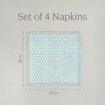 Hand-Blocked Cloth Napkins: Pink Bloom - Set of 4