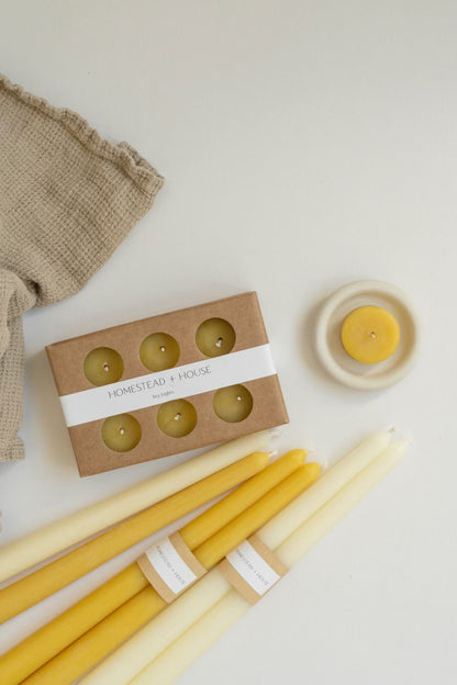 Beeswax Tea Light Candles – 6 Pack