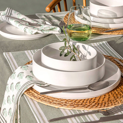 Hand-Blocked Cloth Napkins: Blue Leaf - Set of 4