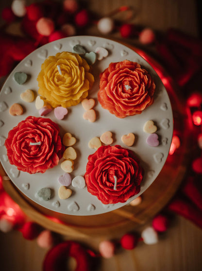Beeswax peony candles: Color assortment