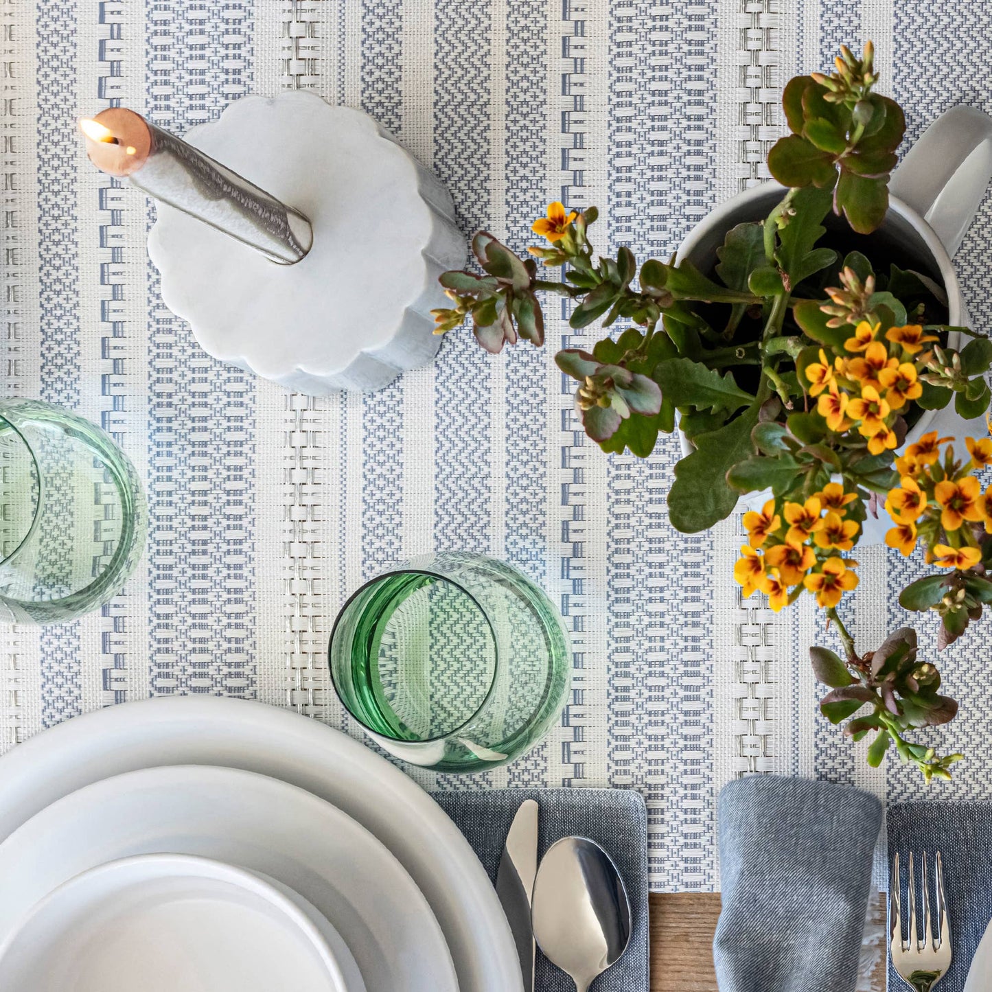 Marble Ribbed Candle Holder