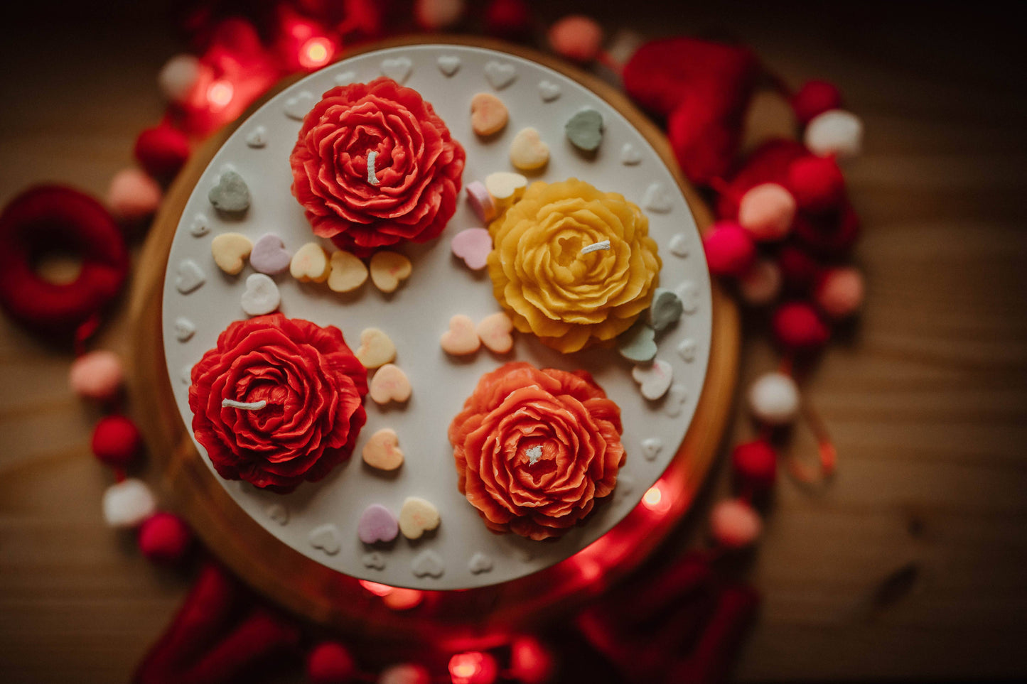 Beeswax peony candles: Color assortment