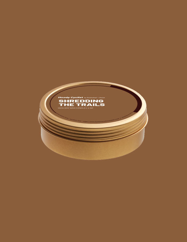 Shredding the Trails 4oz Travel Tin Candle | Non-toxic candle with Wooden Wick